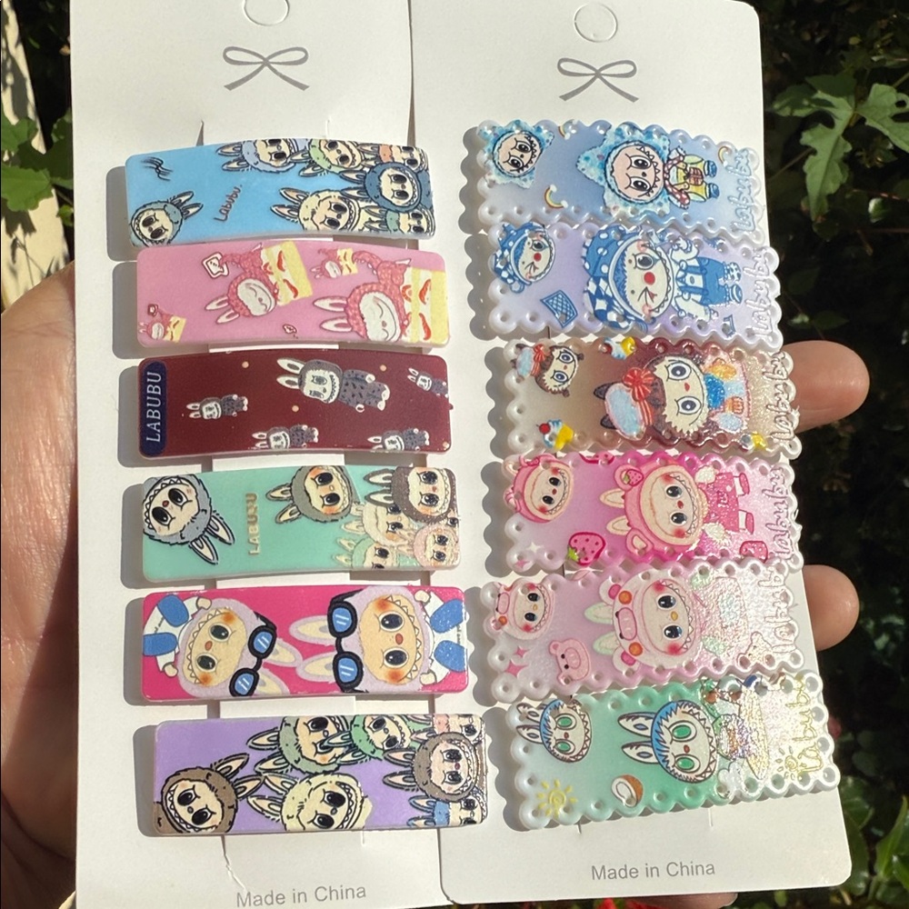 12 Colorful Labubu Hair Clips Set